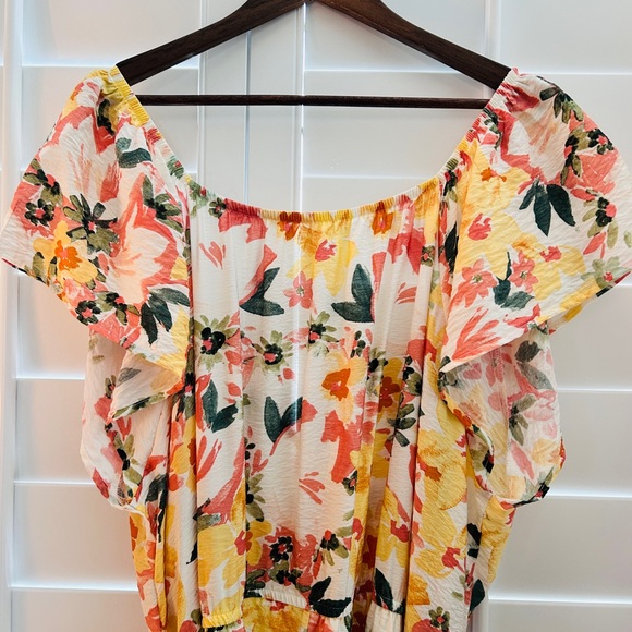 NWOT Boho Floral Midi Dress 4X Cottagecore Belted Flow - Picture 8 of 11